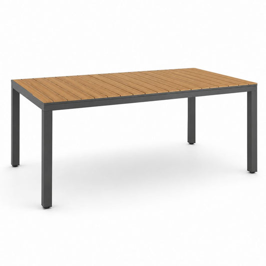 Rechteckiger Couchtisch 150 × 90 × 74 cm aus Holz und Aluminium, natürliches Braun und Anthrazit