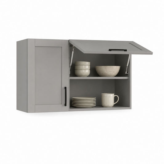 2 Türen Küche Dach aus Melamin und MDF, mattgrau, 100 × 31 × 60 cm